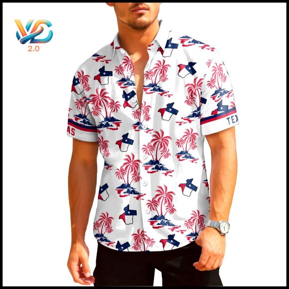 Men's Flamingo Print Hawaiian Button Down Shirt, Short Sleeve Summer Beach